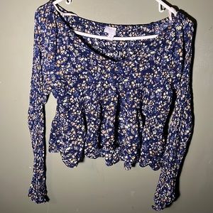 True craft floral blue blouse , long sleeve.